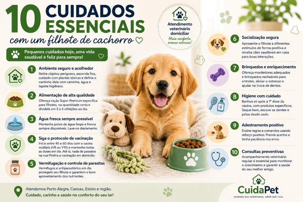 10 cuidados essenciais com um filhote de cachorro