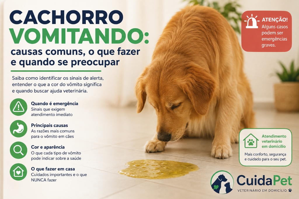 Cachorro vomitando: causas comuns, o que fazer e quando é emergência