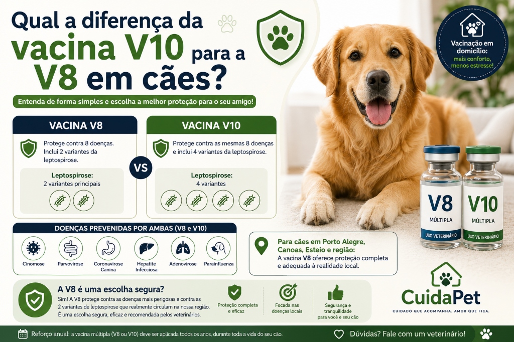 Qual a diferença da vacina V10 para a V8 em cães? (E qual escolher)